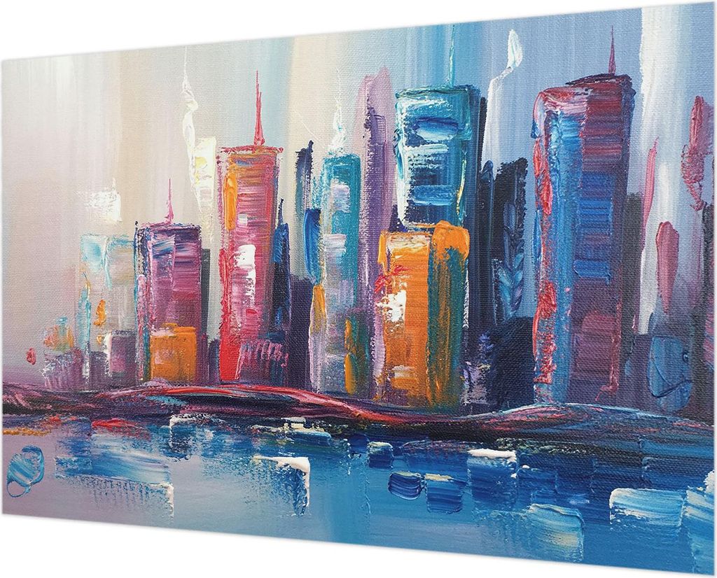 Wandtapete - Dekorative Tapete für Wohnzimmer - Tapetenfolie für Wanddekoration - 152x104 cm - Farbenfrohe Stadt