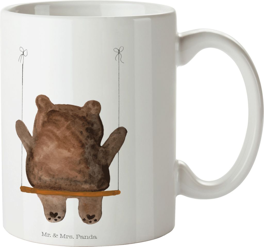 Mr. & Mrs. Panda Camping Tasse Bär Schaukel - Weiß - Geschenk, Plastikbecher, Schulkind, Verlust Trauer Trauergeschenk Traurig Trösten Trost Lie...