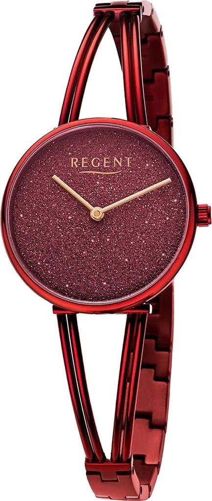 Regent Metall Damen Uhr Armbanduhr Quarz rot Metallarmband D2URBA683