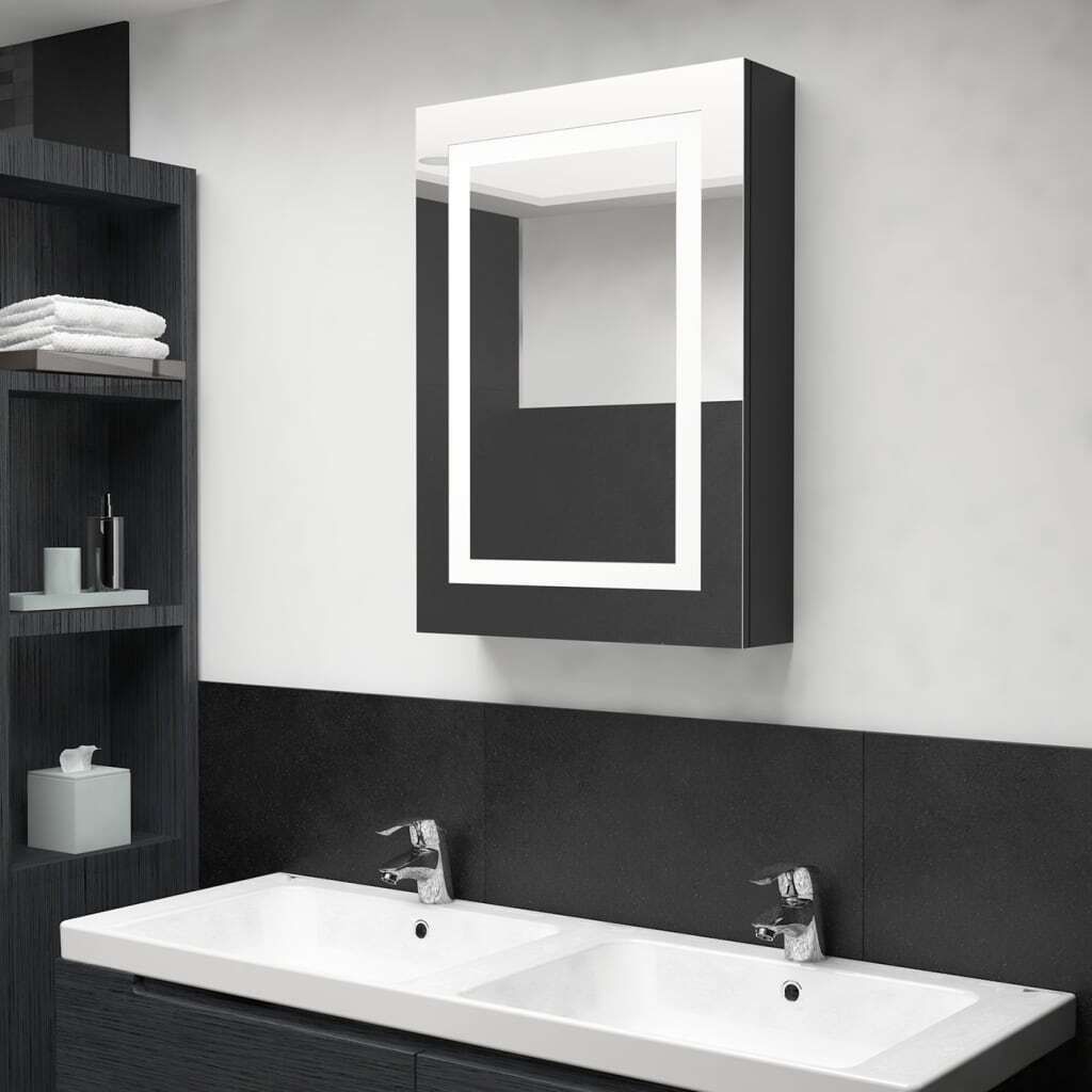 Maison Exclusive - LED-Spiegelschrank fürs Bad Glänzend Schwarz 50x13x70 cm