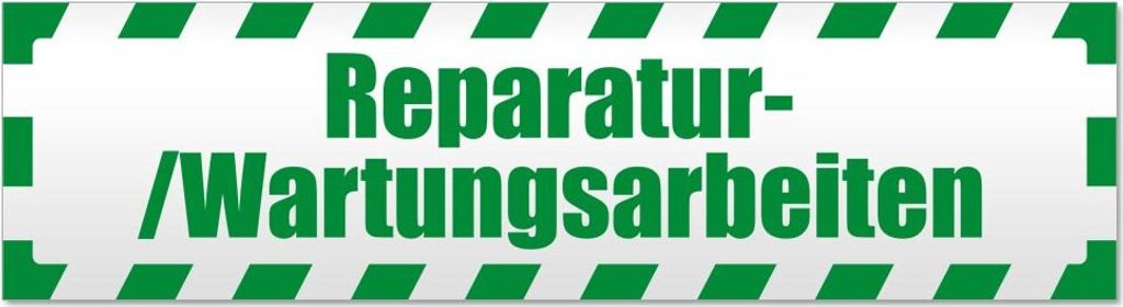 Reparatur Wartung gestreift Magnetschild Schild magnetisch