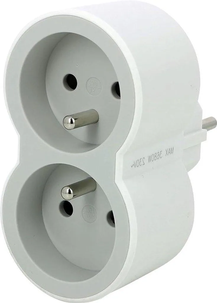 Double prise verticale gain de place blanche pour bureau et cuisine