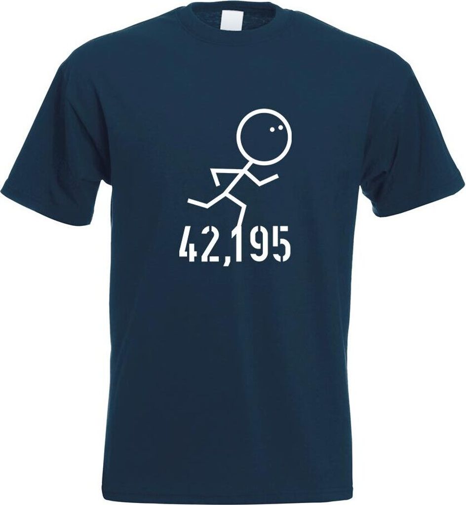 Kiwistar - T-Shirt - Navy - 42,195 Lauf Motiv Bedruckt Funshirt Design Print - mit Motiv Bedruckt - Funshirt Design - Sport - Freizeit - Herren - XXL