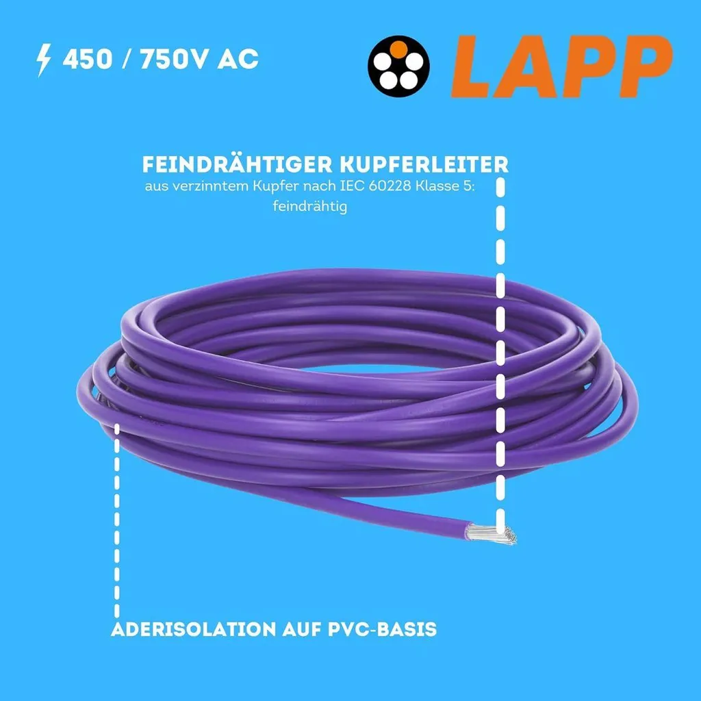 Câble LAPP 4160407 Multi-Standard SC 2.1 1x1.50 mm² Violet 100m