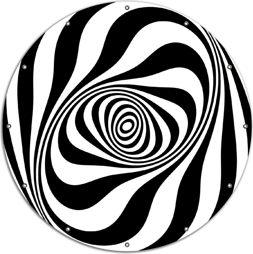 Wallario rundes Outdoor-Poster für Garten oder Balkon, Motiv Optische Täuschung - Zebra Muster - schwarz weiß, 120 cm Durchmesser