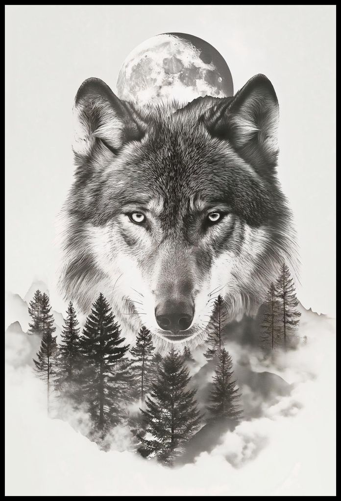 Plakat 68x101cm Wolfgeist des Waldes