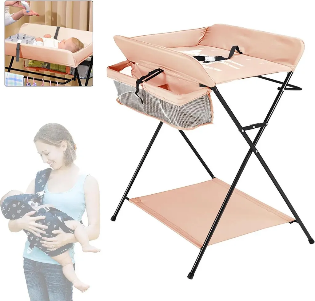 Table à langer pliable dorée pour bébé 0-12 mois - Structure en métal