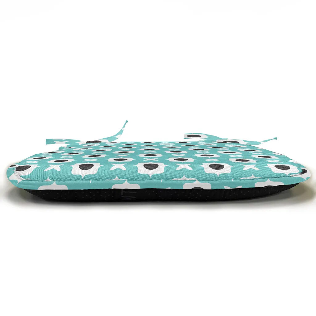 Coussin de chaise imperméable avec attaches, design bleu et noir, x8