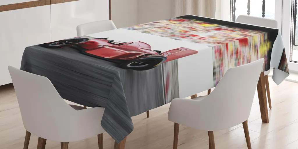 ABAKUHAUS Tovaglia Auto da Corsa Rossa 140x240cm - Stile Sportivo
