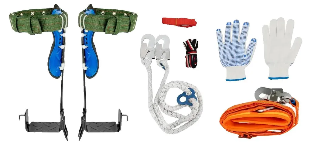 Equipement d'escalade crampons en acier et sangles de sécurité