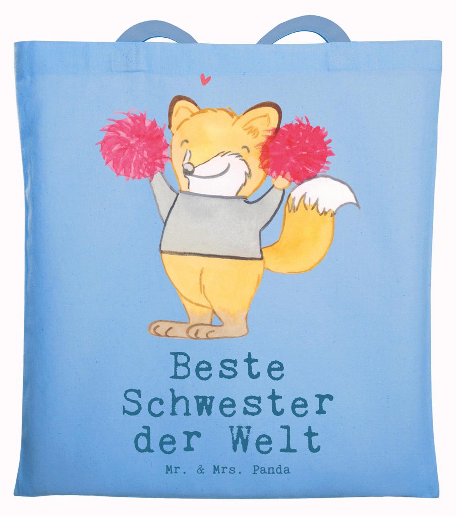 Mr. & Mrs. Panda Tote Bag Fuchs Beste Schwester der Welt - Sky Blue - Geschenk, Geschwister, Tasche, canvas, Laptoptasche, Sister, Schwesterherz, B...