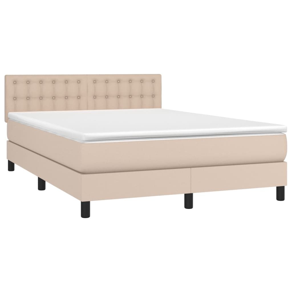 (Robust Möbel)Boxspringbett Modernes/Doppelbett - Polsterbett Erwachsene/r /Kind - Matratze Cappuccino-Braun 140x190cm Kunstleder - Klassische...