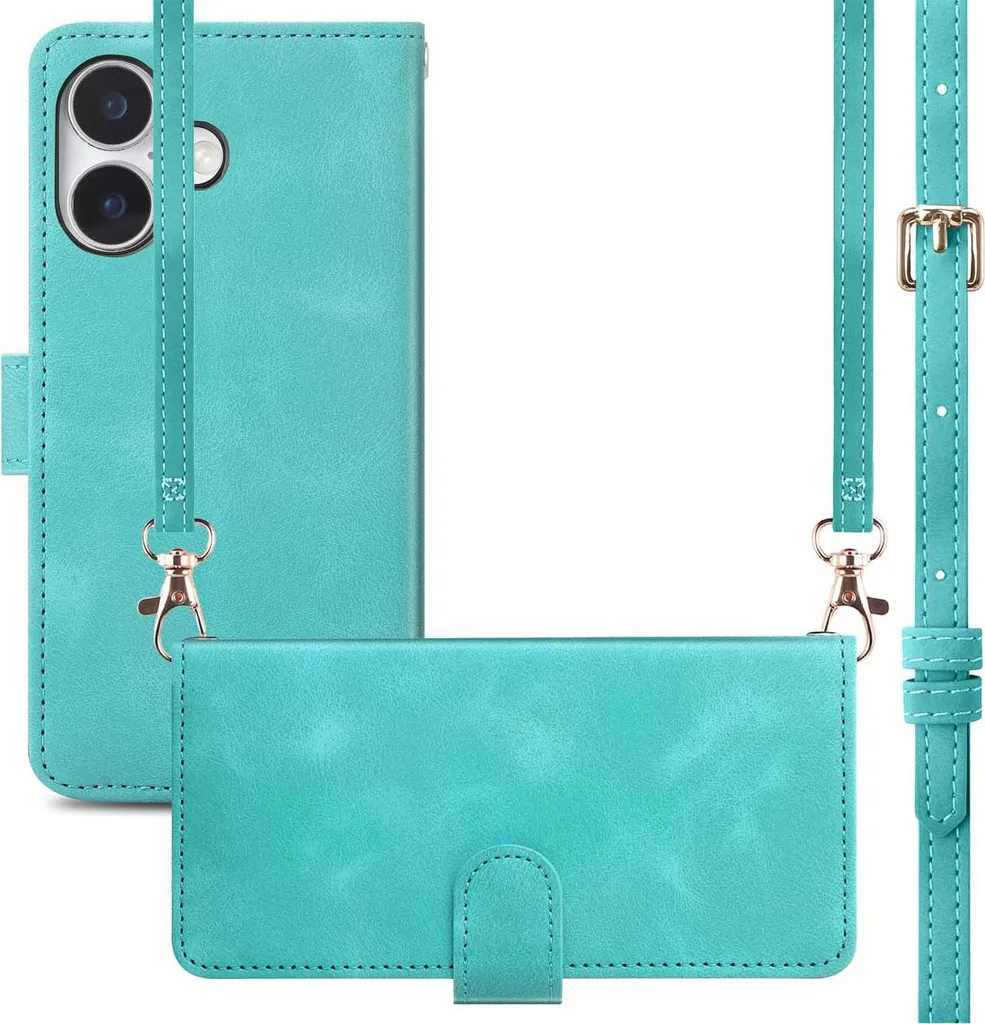 Custodia iPhone 16 imoshion Turchese | Tracolla per Viaggi e Trekking