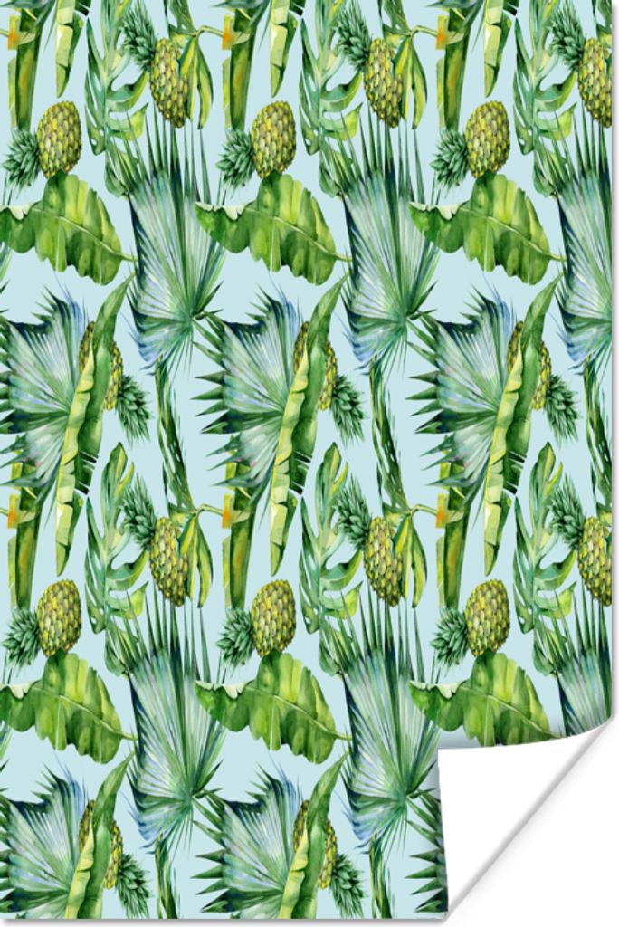MuchoWow Poster Vintage - Blätter - Ananas 40x60 cm - Plakate für die Wand - Poster Babyzimmer