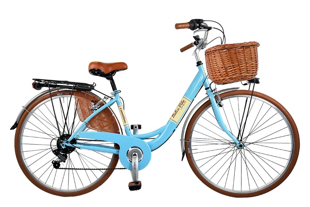 Stadtfahrrad Dolce Vita by Canellini VENERE 28" mit Korb - Hellblau