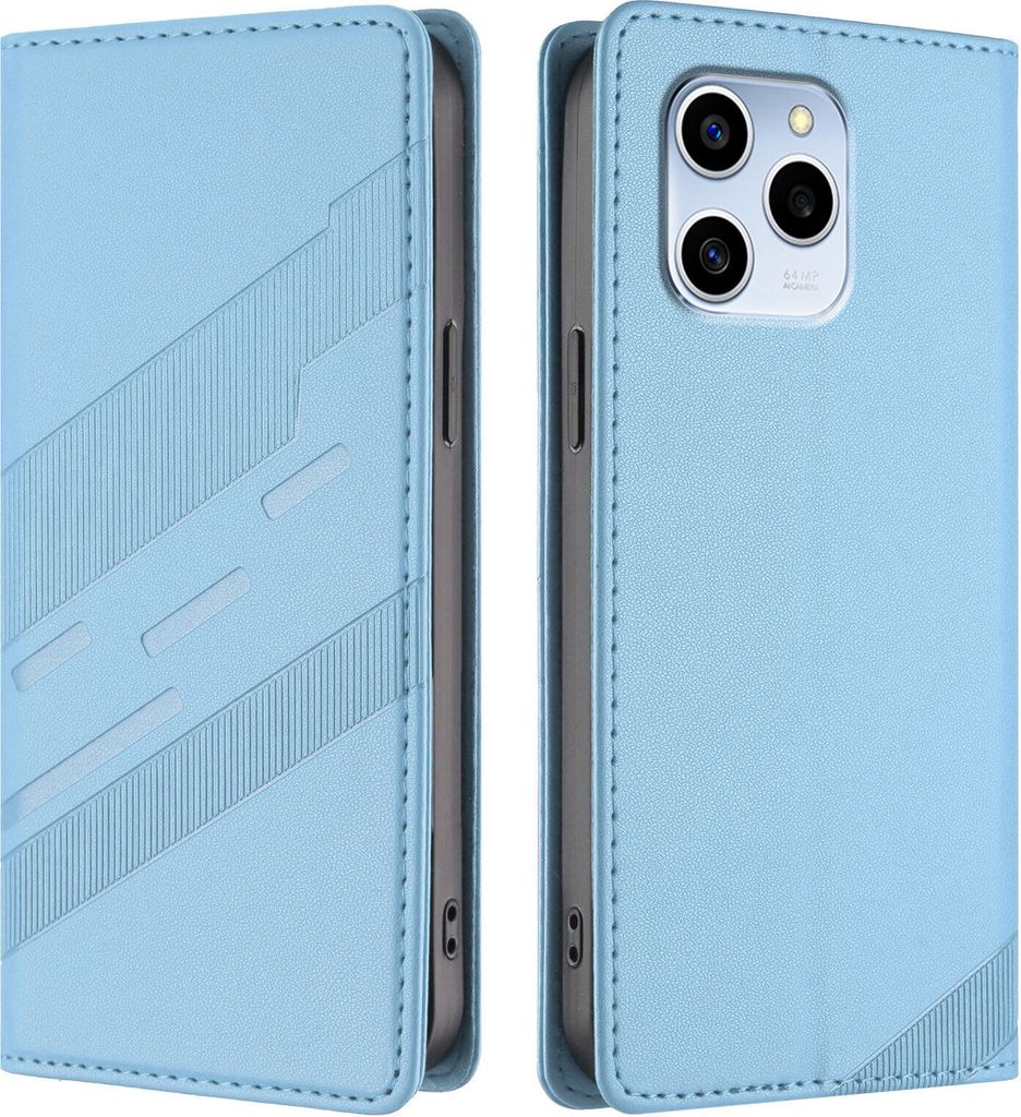 Hülle für Honor 60 SE, Kunstleder Brieftaschen Handyhülle mit Kartenfach und Standfunktion Hellblau
