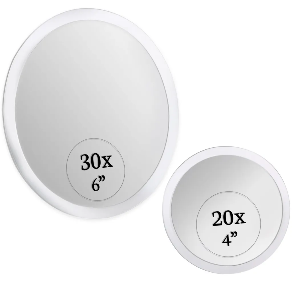 Miroir Grossissant 30x et 20x Haute Définition - Pack 2 Miroirs Ventouse