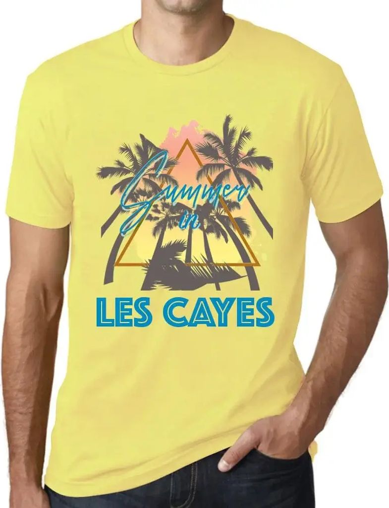 Herren Grafik T-Shirt Palmen Sonnenschein Sommer auf den Kaimaninseln – Palm, Sunshine, Summer In Les Cayes – Öko-Verantwortlich Vintage Jahrgang