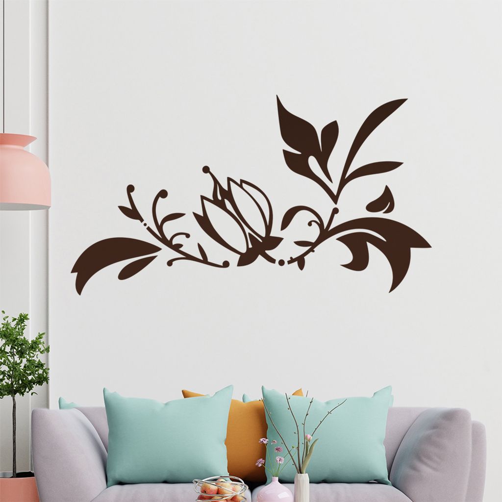 Blume - Ranken Wandtattoo in 6 Größen - Wandaufkleber Wall Sticker - Dekoration, Küche, Wohnzimmer, Schlafzimmer, Badezimmer