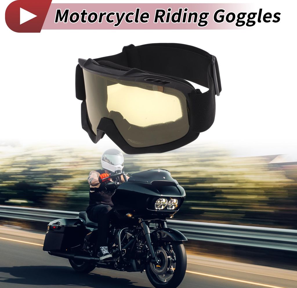Motorradbrille TPU Fahrradsonnenbrille Gelbe Linse Schwarzer Rahmen