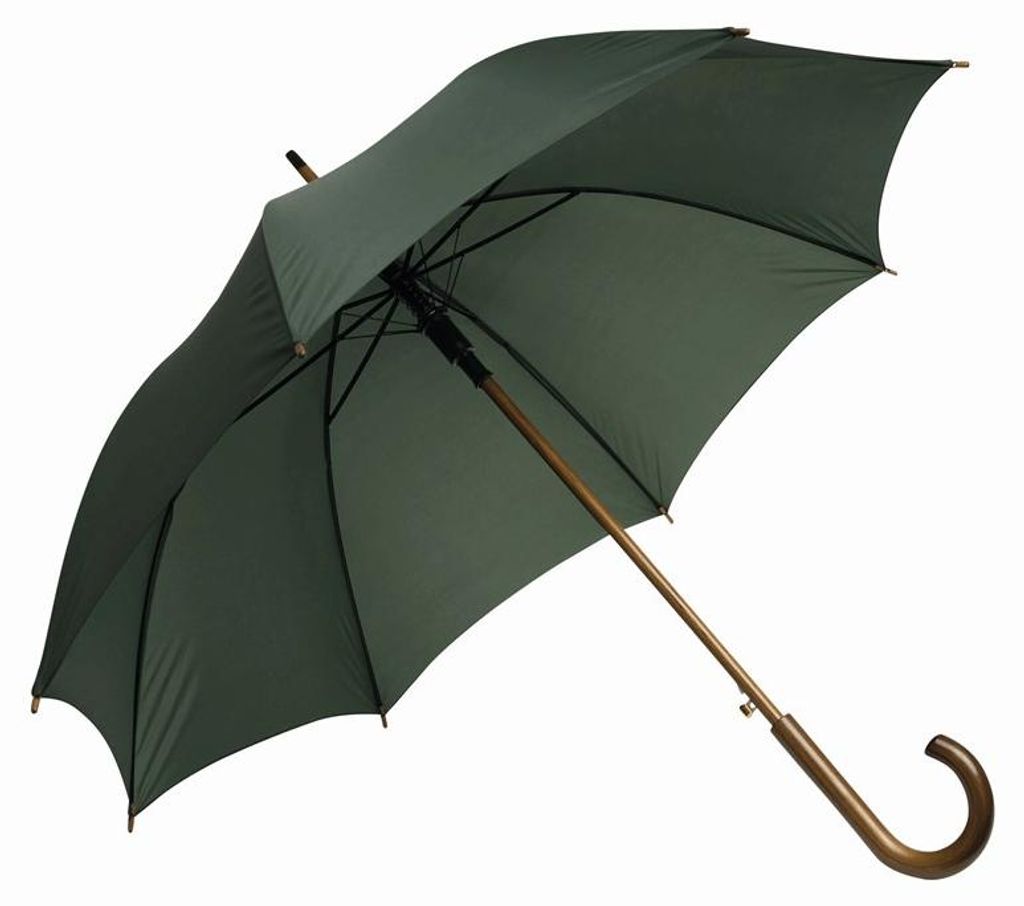 L-Merch - "Boogie" Stockschirm Holzgriff LT5442 (89 cm x 103 cm) (Dunkelgrün)