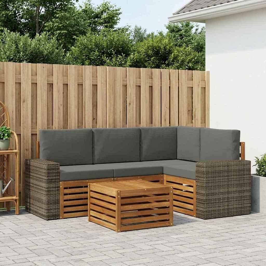 Möbel Outdoor-Sofagarnitur 5 pcs Natur und Anthrazit 59 x 59 x 37 cmGartensofas - Gartensofas c1757