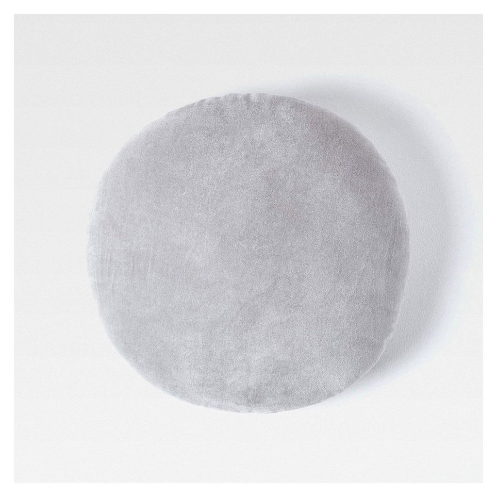 Rundes Kissen 40 cm in Grau aus 100% Baumwollsamt