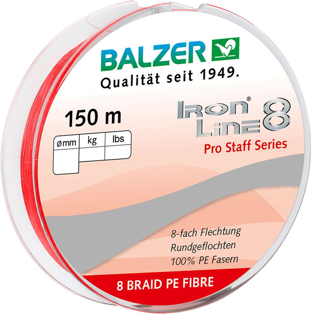 Balzer Angelschnur Iron Line 8 Pro Staff (rot, 150 m)