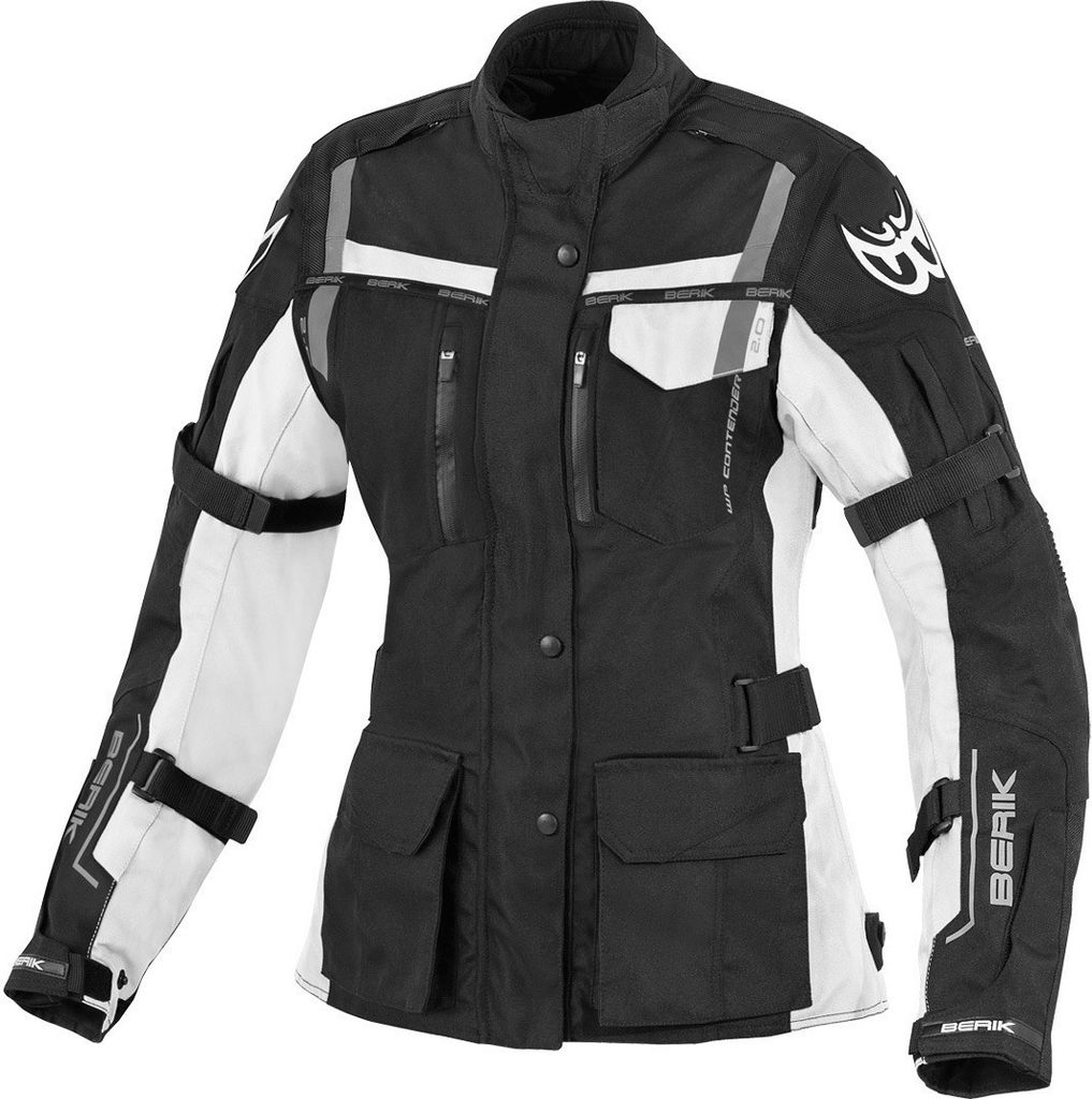 Berik Torino wasserdichte Damen Motorrad Textiljacke, schwarz/weiß, 40