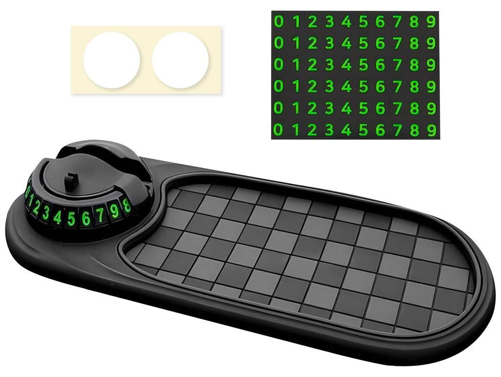 Rutschfeste Armaturenbrettmatte, 3-in-1 multifunktionale Silikon-Handyhalterung mit 360°-Drehung und Parkplatznummernanzeige, rutschfeste Matte f...