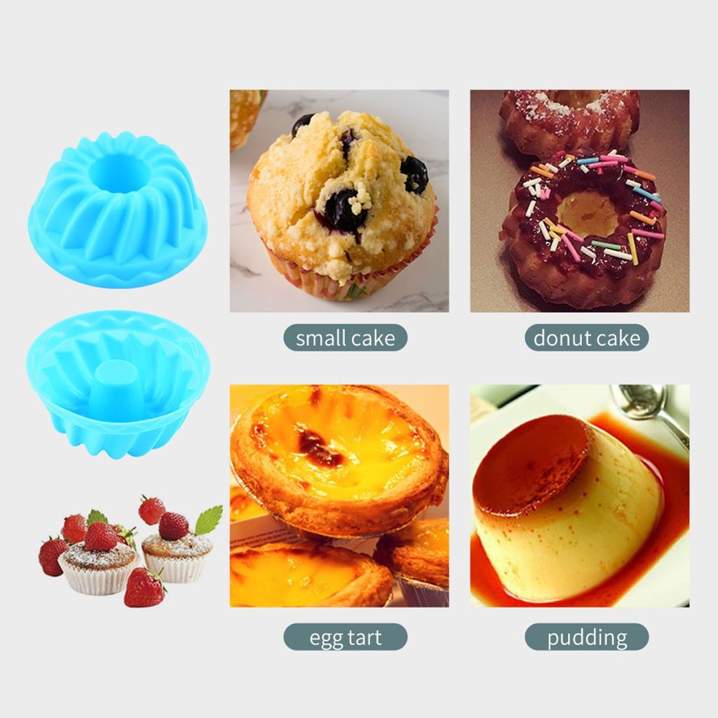 12er Set Silikon-Mini-Gugelhupfformen – Wiederverwendbar, Hitzebeständig Bis 250°C, Für Muffins & Desserts