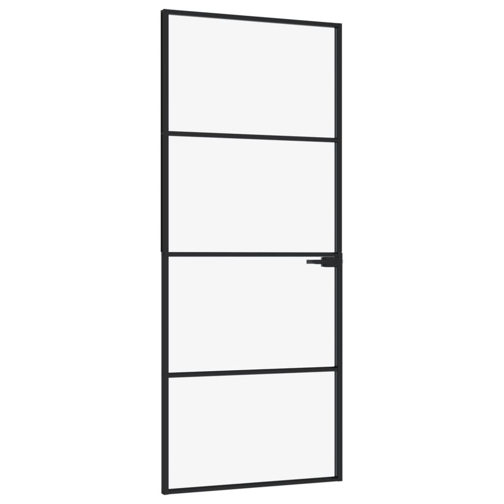 vidaXL Innentür Schwarz 83x201,5 cm Hartglas & Aluminium Produktbild 