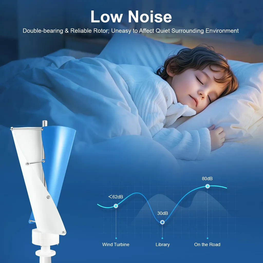 Mini éolienne 100W silencieuse bleue haute performance pour batterie