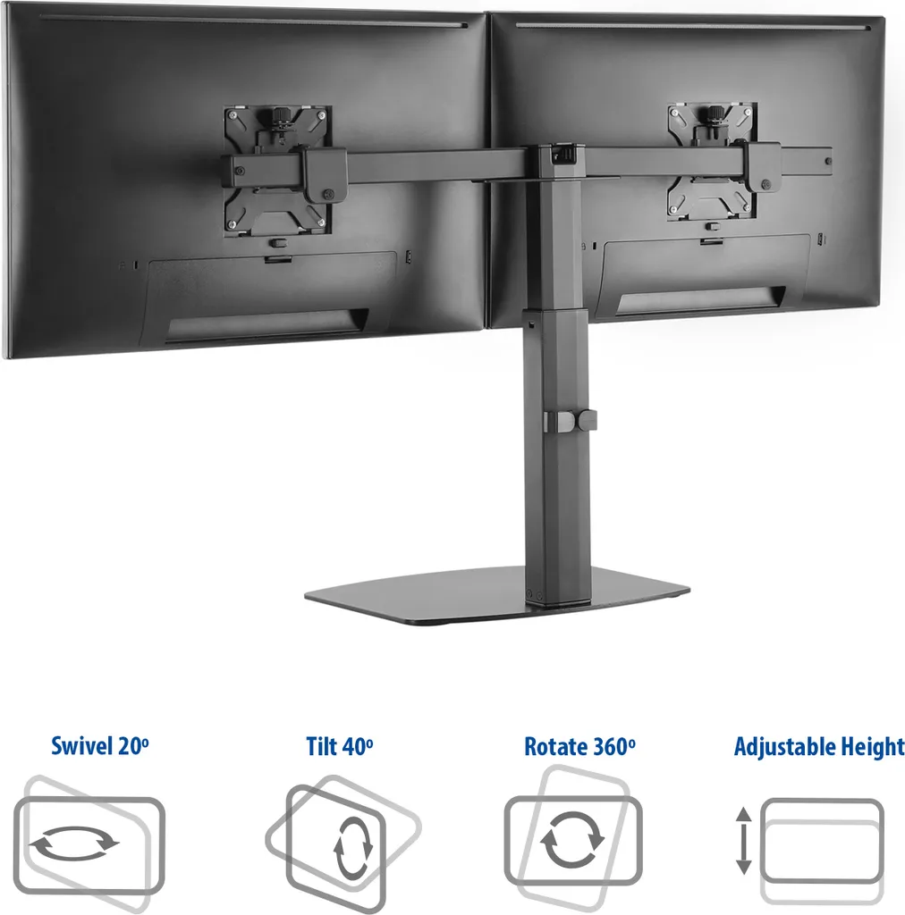 Support double moniteur ACT AC8332 à vérin à gaz, inclinaison +/-90° - 10