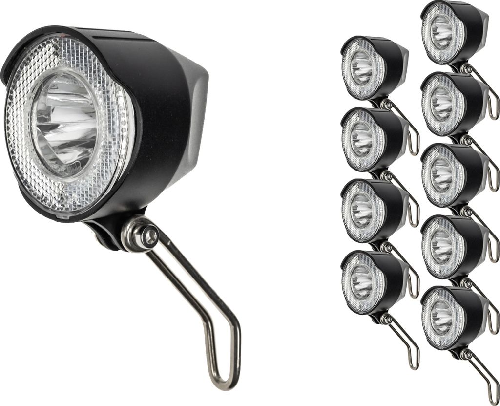 10 Stück Fahrrad Posten LED Scheinwerfer BULK SET Frontlicht mit V2A Halterung