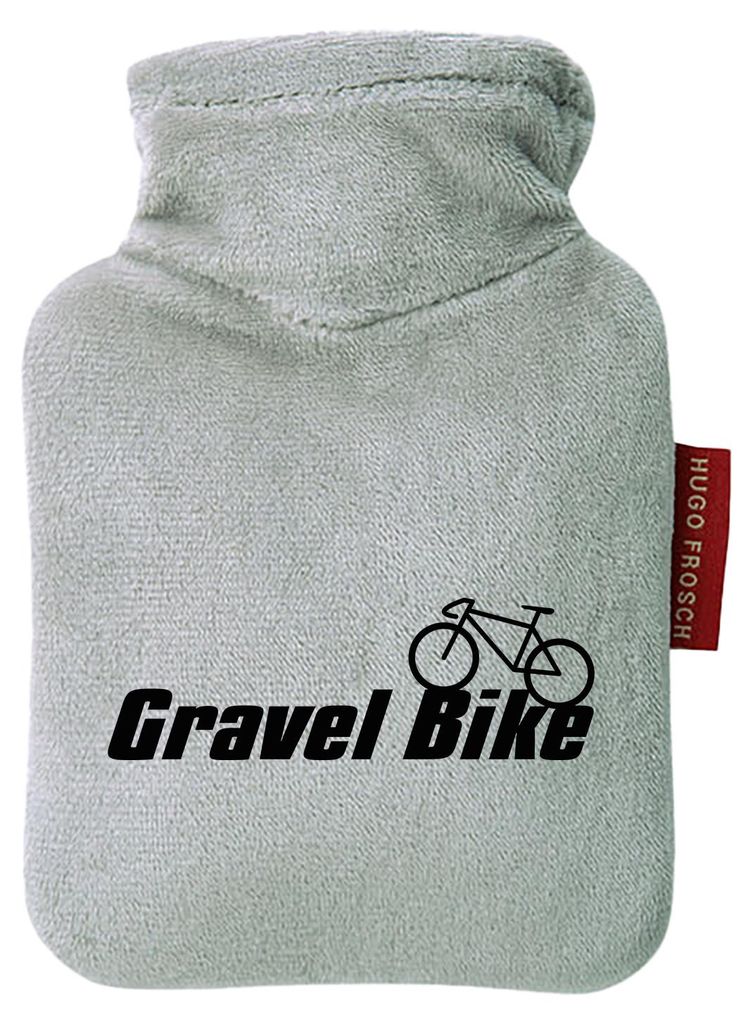 Huuraa Mini-Wärmflasche Gravel Bike Fahrrad 0,2 Liter Grey Mini Veloursbezug Taschenwärmer Geschenkidee