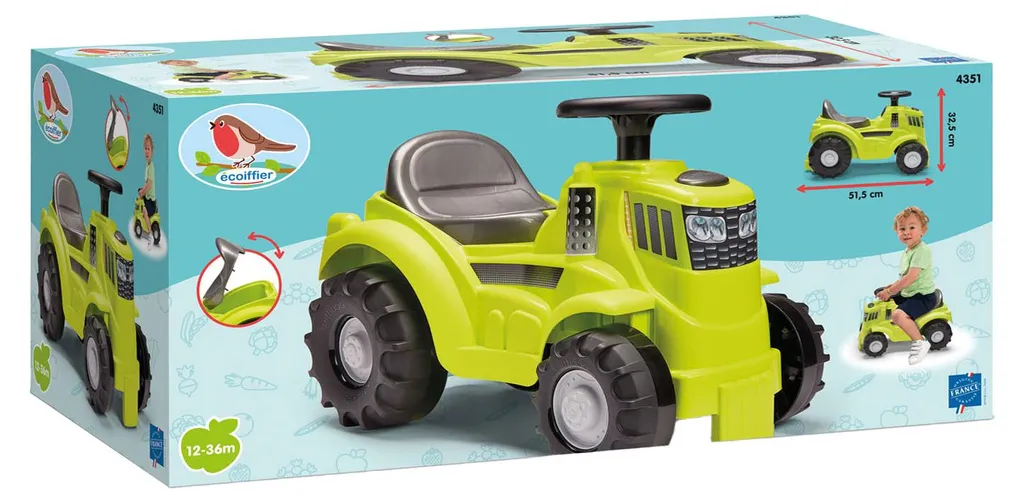 Jouet de Plein Air Tracteur Ecoiffier Véhicule à Glisser pour Jardin