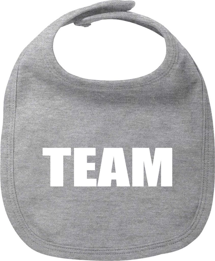 Huuraa Baby Lätzchen Team Schriftzug Heather Grey Klettverschluss Baumwolle Latz Geschenkidee