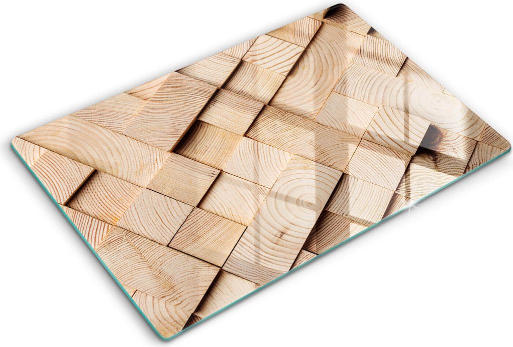 Abdeckung Glas - Küchenabdeckung - 80x52 cm - Abdeckplatte -Holzquadrate