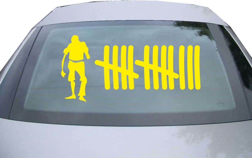 Indigos UG - Aufkleber Heckscheibe & Motorklappe DE6216 - gelb - 600x285 mm - zombie - Auto Scheiben Fenster Heckklappe Tuning Racing JDM - Die cut