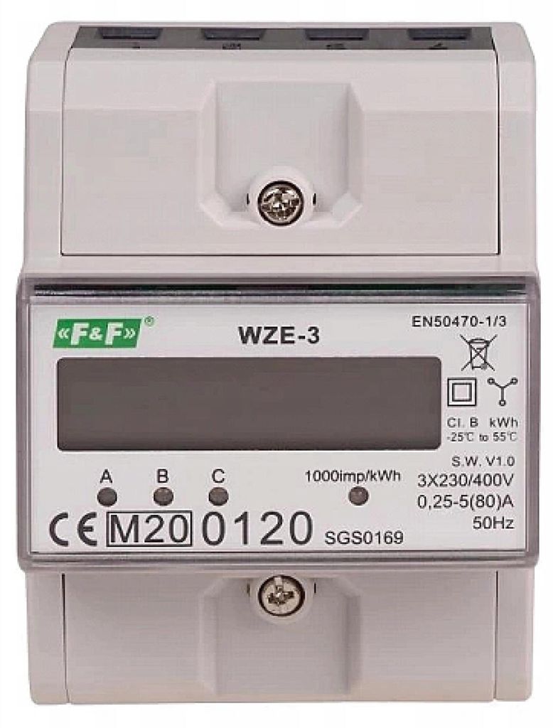 F&F | Licznik energii WZE-3 - 3-fazowy - LCD - wysoka Zdjęcie produktu 