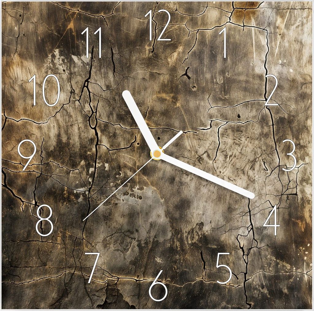 Wanduhr aus Glas mit Motiv Abstrakte Verwitterung- 30 x 30 cm - inkl. Aufhängesystem