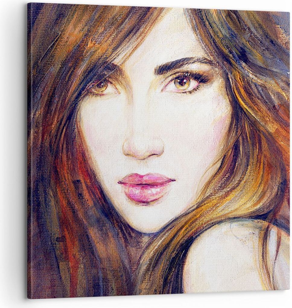Bild auf Leinwand - Leinwandbild - Frau Gesicht Lippen - 60x60cm - Wand Bild - Wanddeko - Wandbilder - Leinwanddruck - Bilder - Kunstdruck - Wandde...