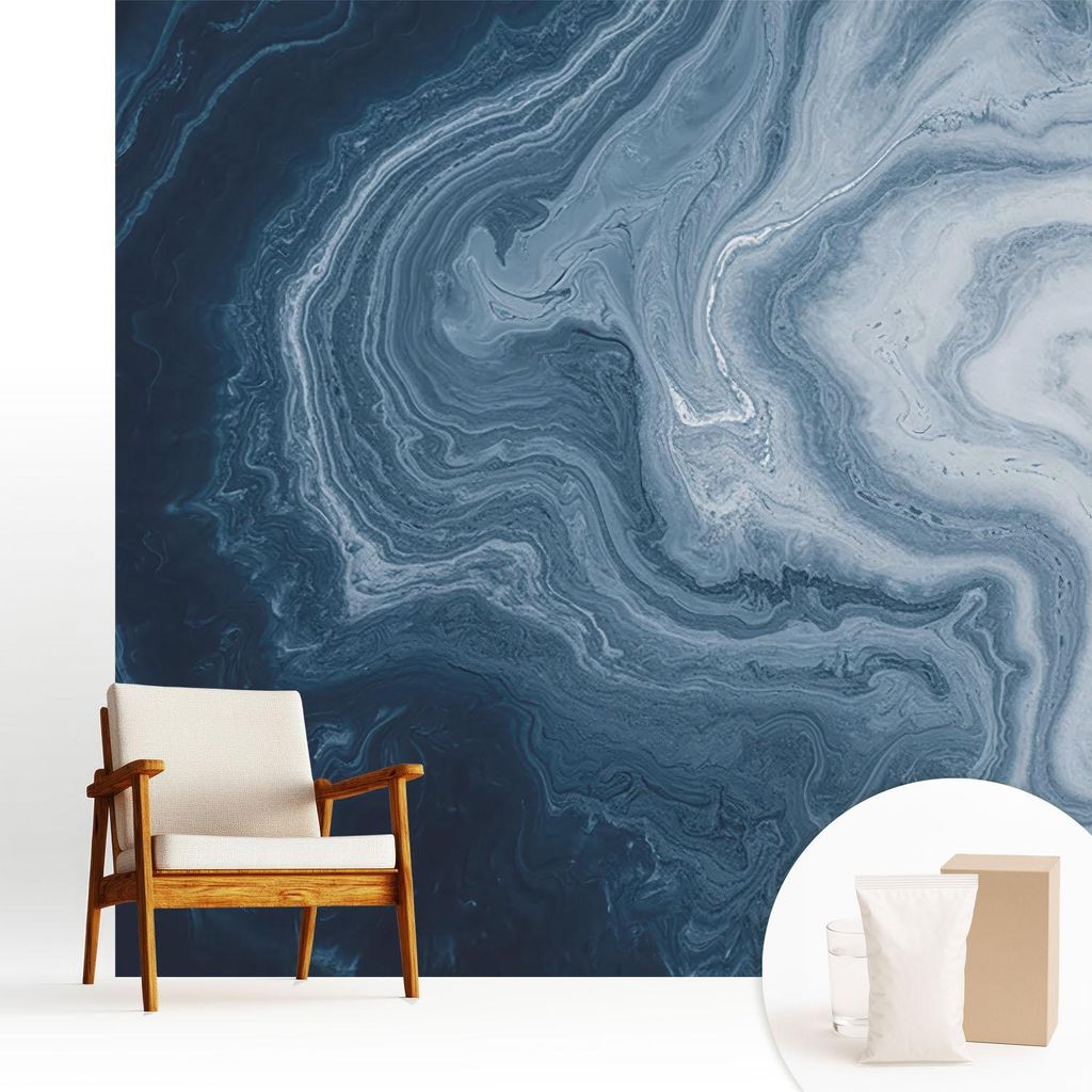 Fototapete - 250x250 cm - Tapete - Wandtapete - Wandbilder - Dekofolie - Tapete Folie - Wand - Dekoration - Wohnzimmer - Blaue Wellen
