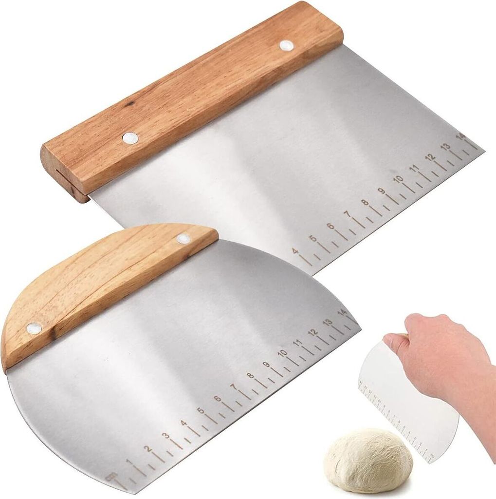 Teigschaber aus Edelstahl, 2 Stück, Teigschaber mit Produktbild 