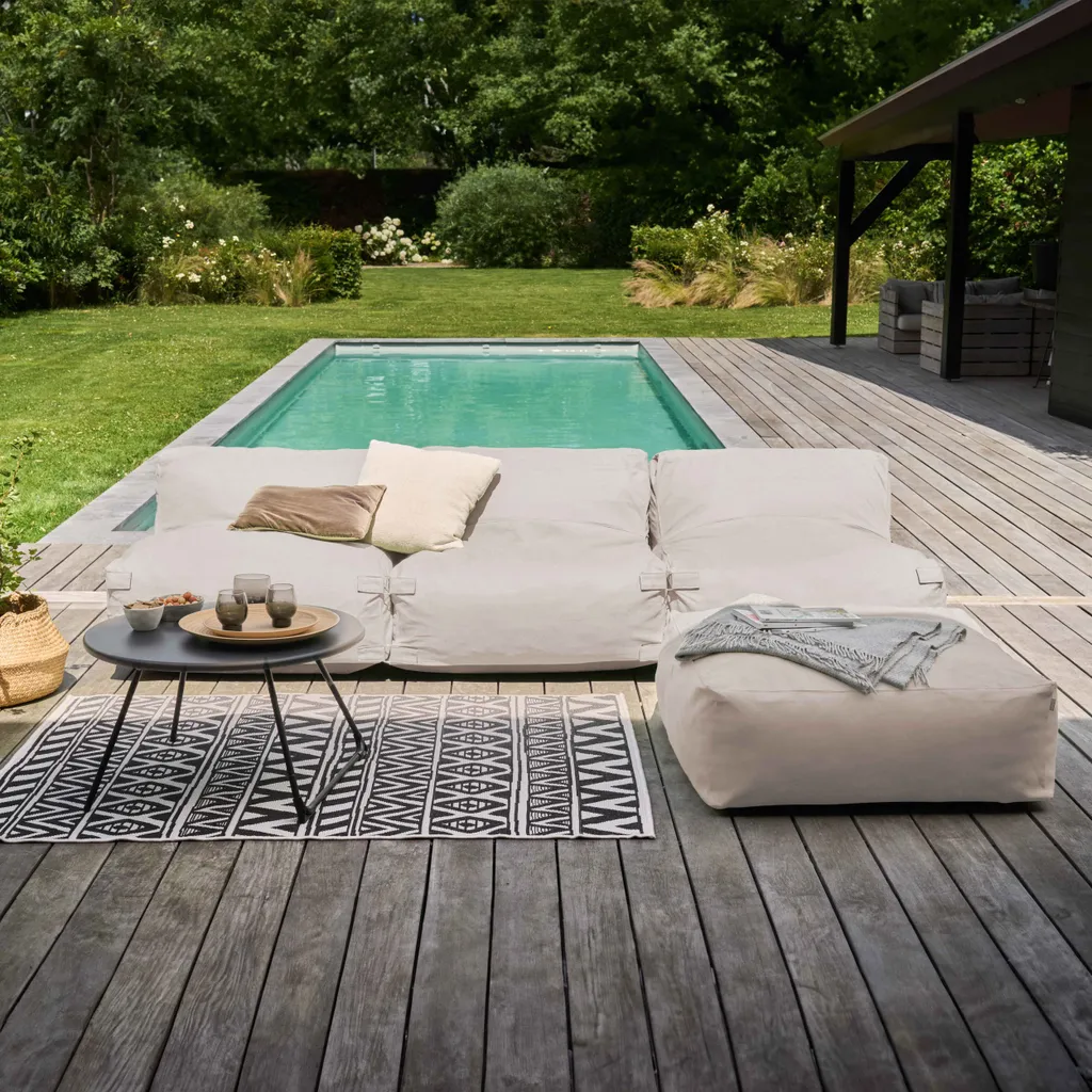 Canapé d'angle fixe modulable 4 places beige Oviala Mixi design chic