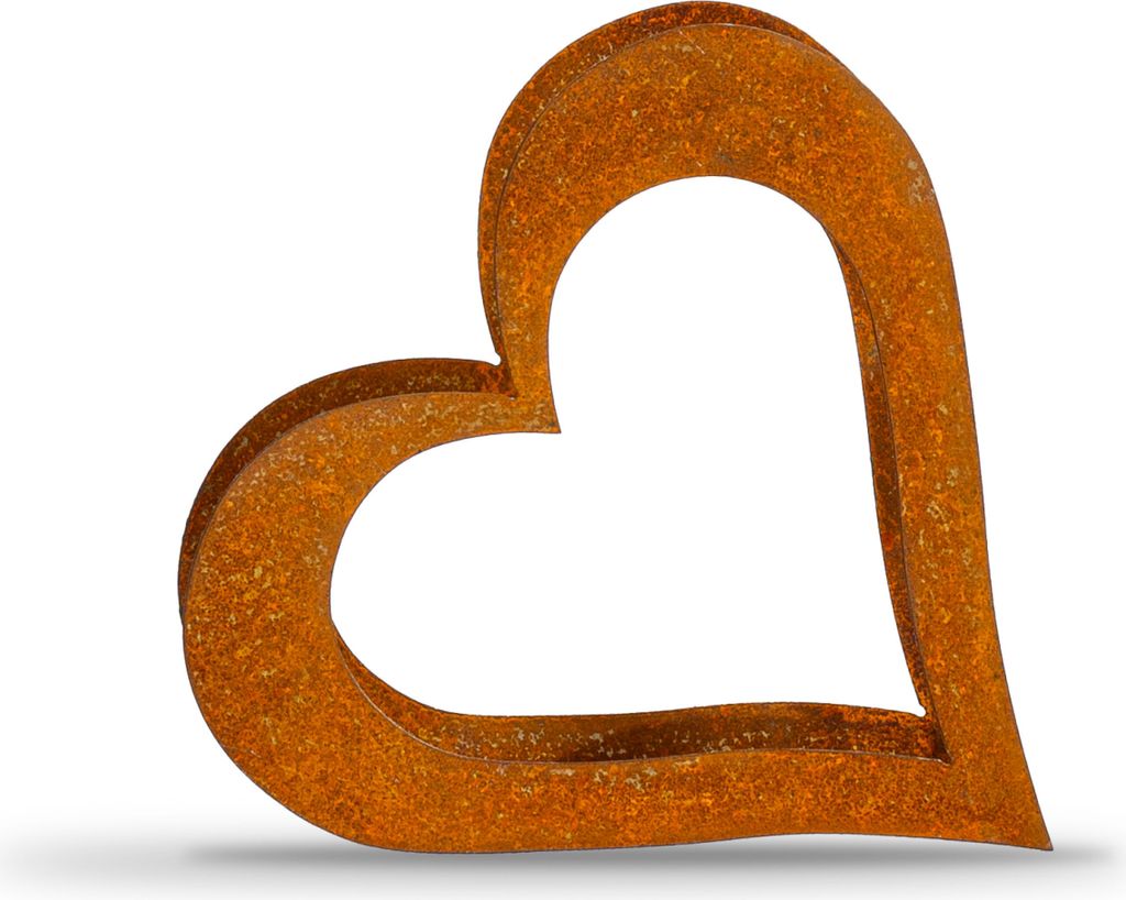 Herz aus Metall, Holz Regal, Rost, Edelrost, Holzregal Garten, Terrasse - Deko XS