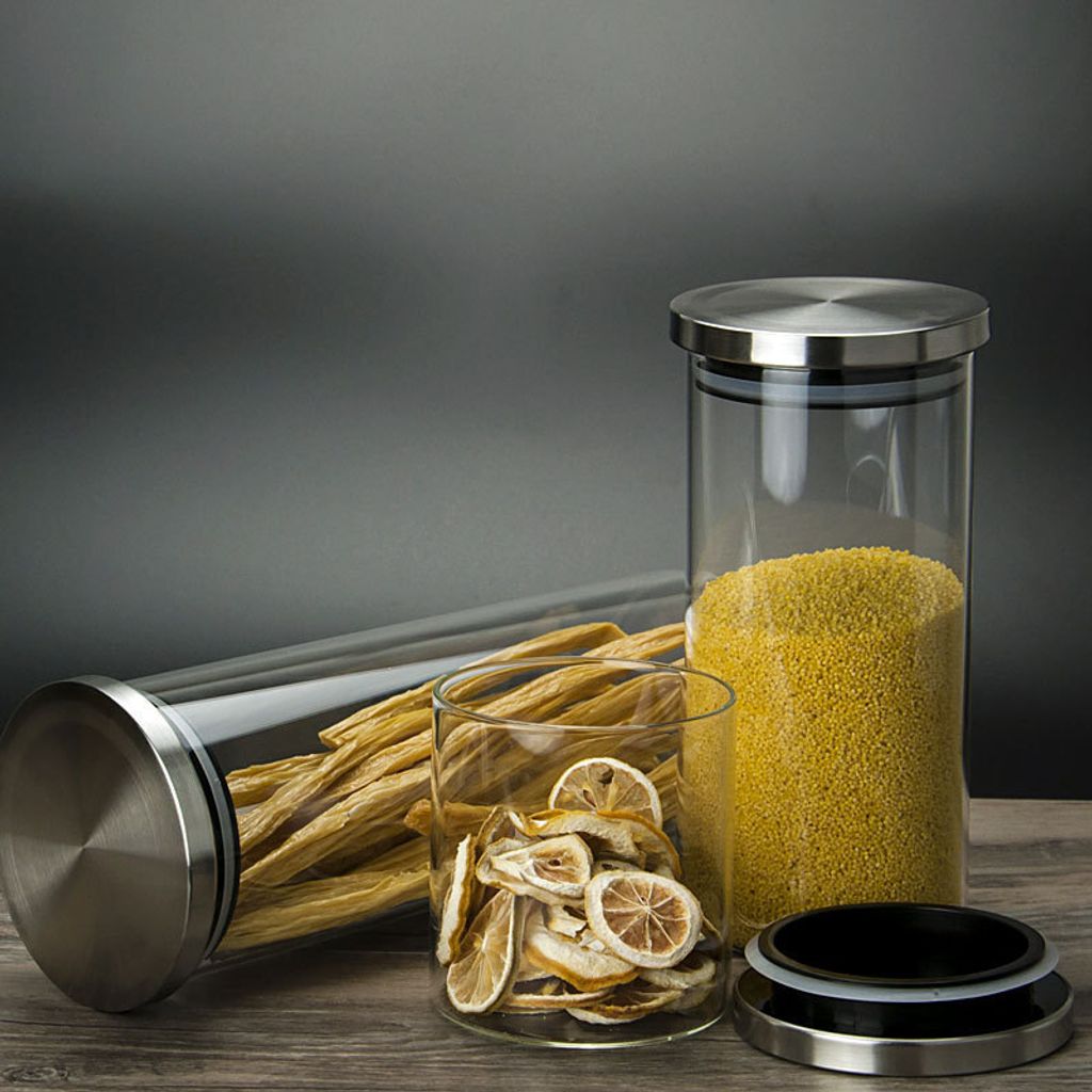 Vorratsglas 2x 1000ml mit Edelstahldeckel Glasbehälter Produktbild 5