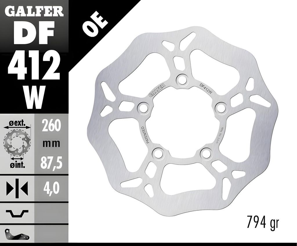 Bremsscheibe Set Galfer 2x DF412W WAVE starr vorne 260x4mm für Kymco People i S ABS GTi i Agility City 125 - 300 ccm