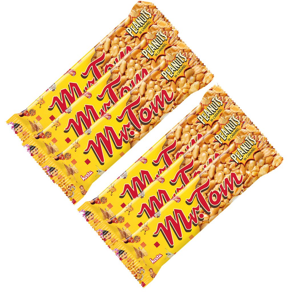 Verpackungsbild Mr Tom Erdnussriegel geröstete Erdnüsse mit Karamell 40g 6er Pack